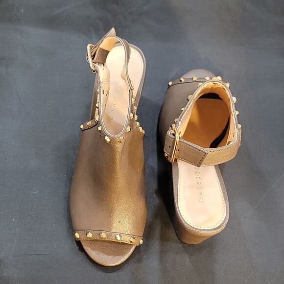 METAPHOR STUDDED SLINGBACK PEEP TOE BLOCK HEEL SANDAL - Picture 4 of 14